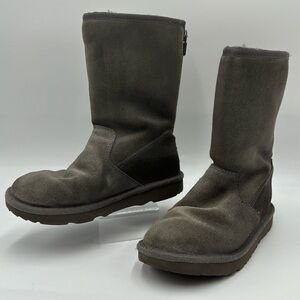 UGG Lil Sunshine II Back Zipper Gray Suede Kids Boots Size 1